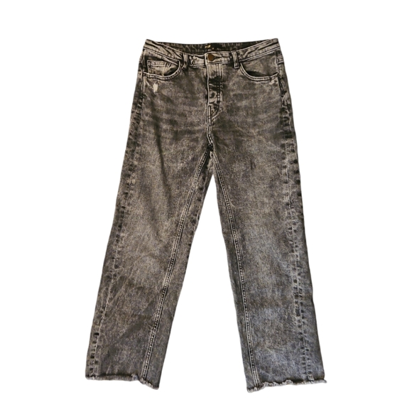 MAJE | Paola Acid Wash Cropped Frayed Gradient Denim Jeans in Size FR 38 / US 8 - Picture 3 of 8